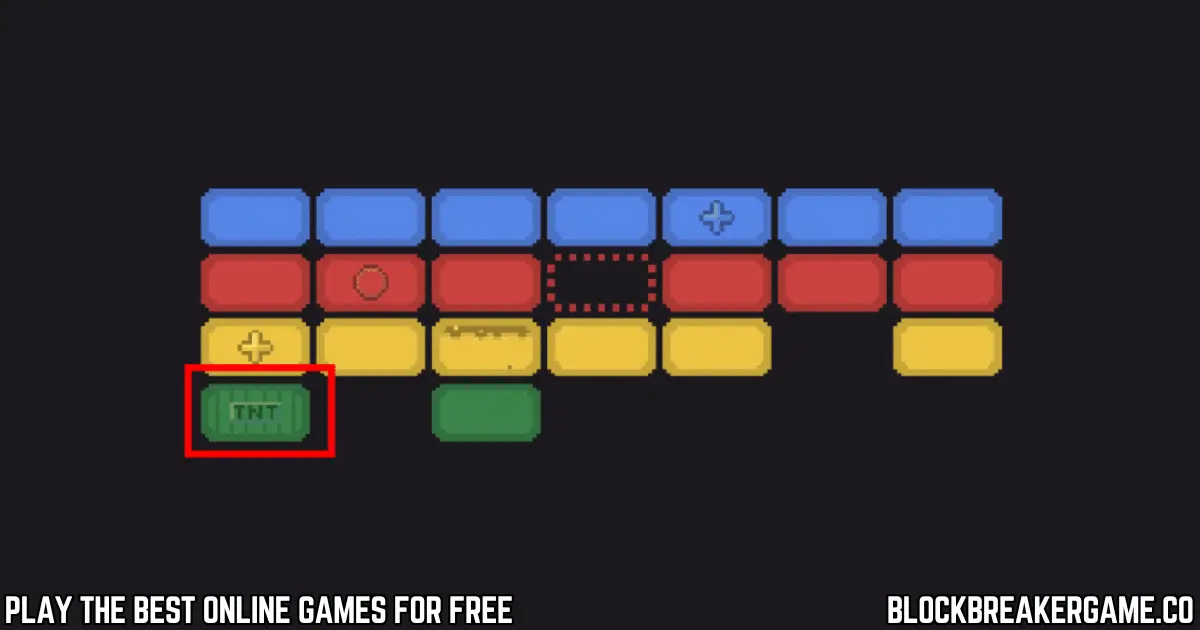 TNT explosive block in Block Breaker that destroys surrounding bricks