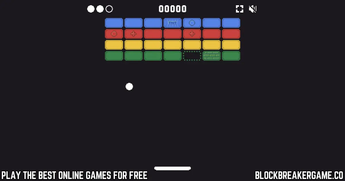Play Block Breaker online for free – classic brick breaker level with colorful bricks and paddle